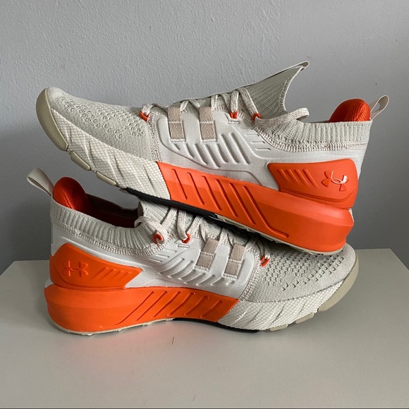 Under Armour Project Rock 3 “Summit White Rogue Orange” Gym Training Shoes - Picture 6 of 9
